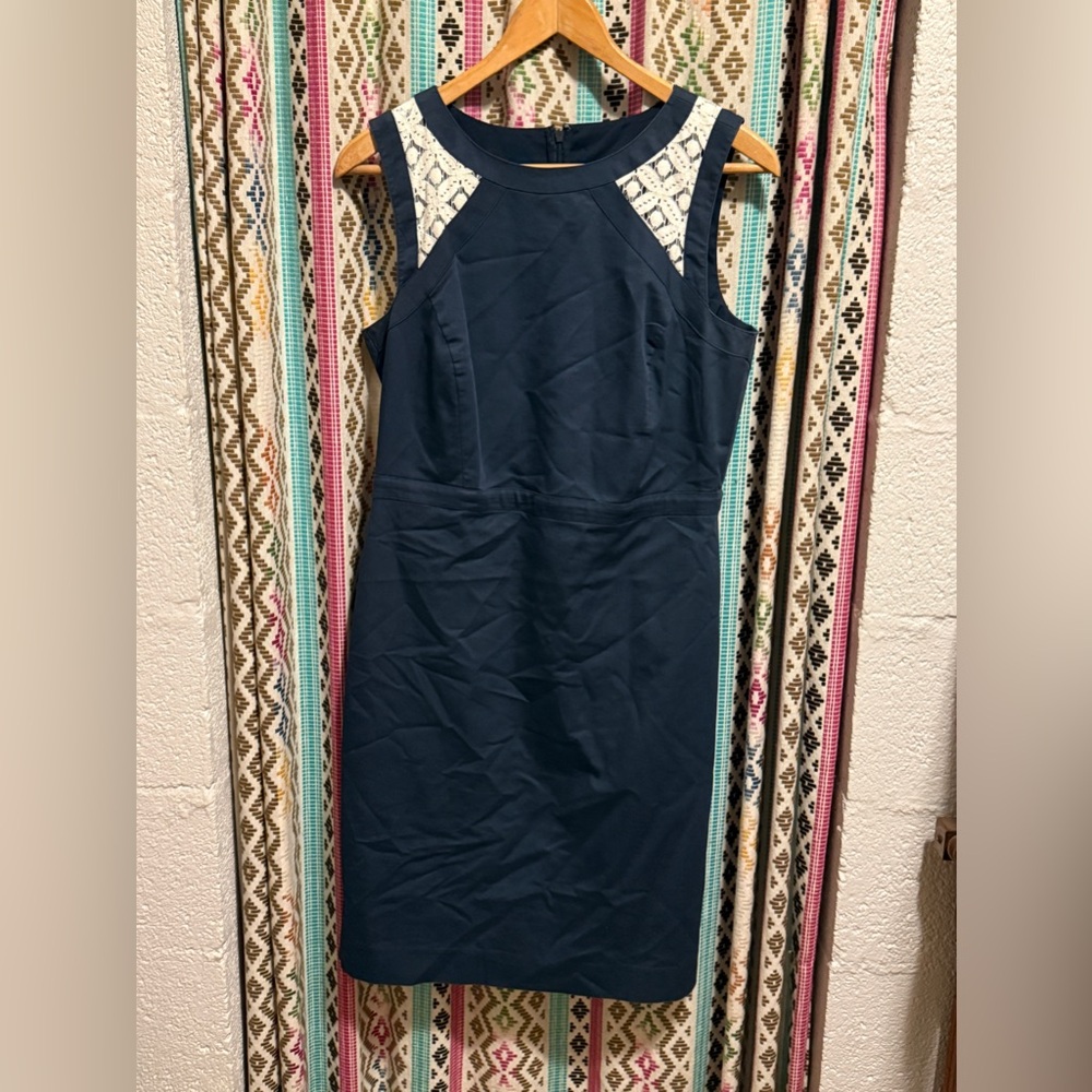 Body Central Navy and White Midi Dress